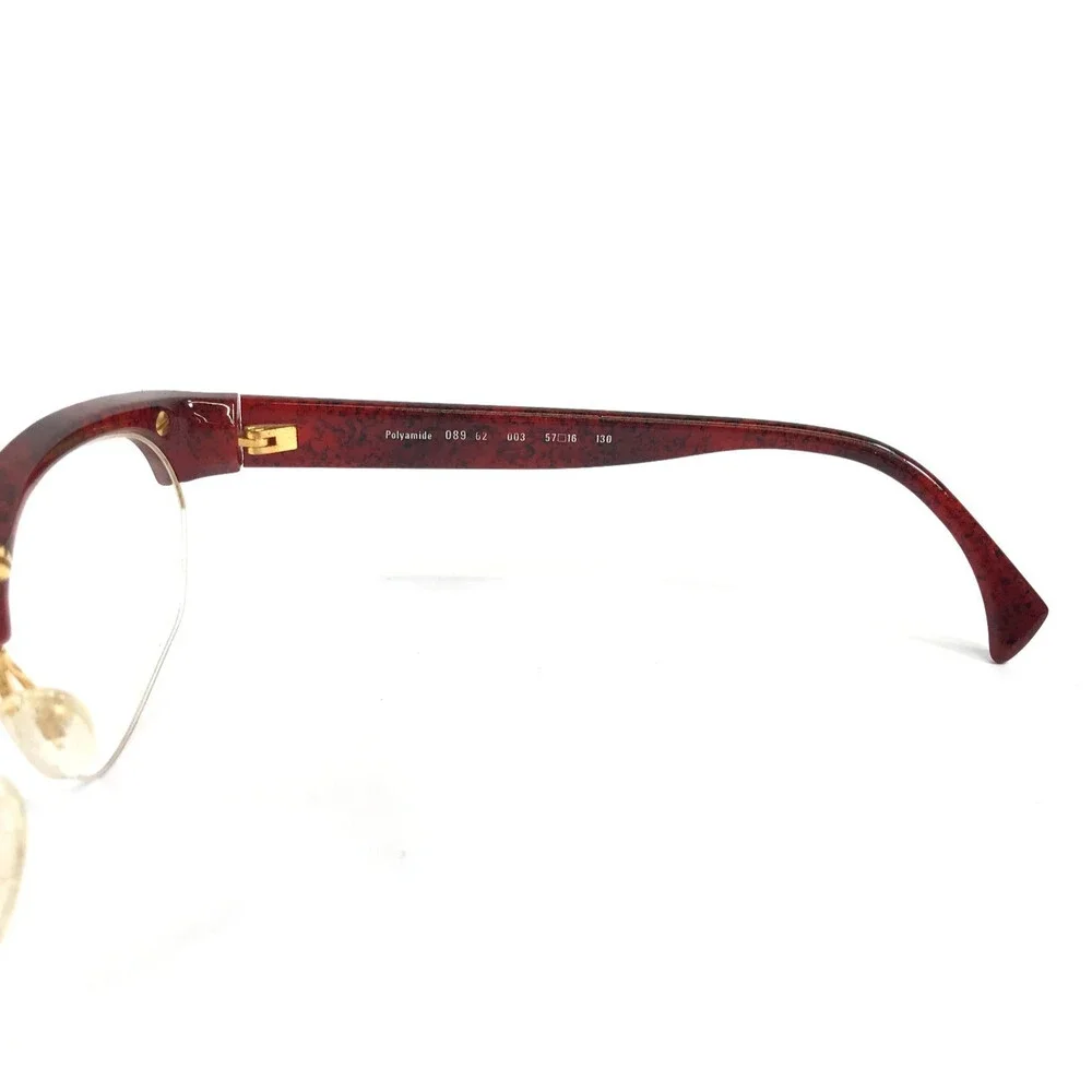 Vintage Les Lunettes Essilor Eyeglasses Frames 089 62 003 Red Half Rim 57-16-130